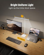 SUPERDANNY LED Desk Lamp for Home Office, Eye-Caring Desk Light with Base, 12W Touch Control 3 Colors Dimmable Brightness, Gooseneck Architect Lamp for Computer Monitor Reading Workbench, White