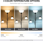 VONLUCE 71" Floor Lamp, Standing Lamp with Adjustable Reading Lights & 3 Bulbs, Modern Torchiere Floor Lamp with 3 Color Temperatures, Tall Lamp for Living Room Bedroom Corner, Black