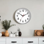 12 Inch Wall Clock Battery Operated Silent Non Ticking Analog Modern Decorative for Office Kitchen Outdoor Living Room Classroom Bedroom Bathroom School(Silver)