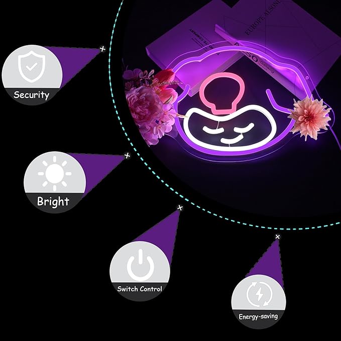 Neon Sign, Neon Signs for Wall Decor Cute Funny LED Signs for Man Cave Game Room Kids Home Decor Bar Beer Sign - USB Powered