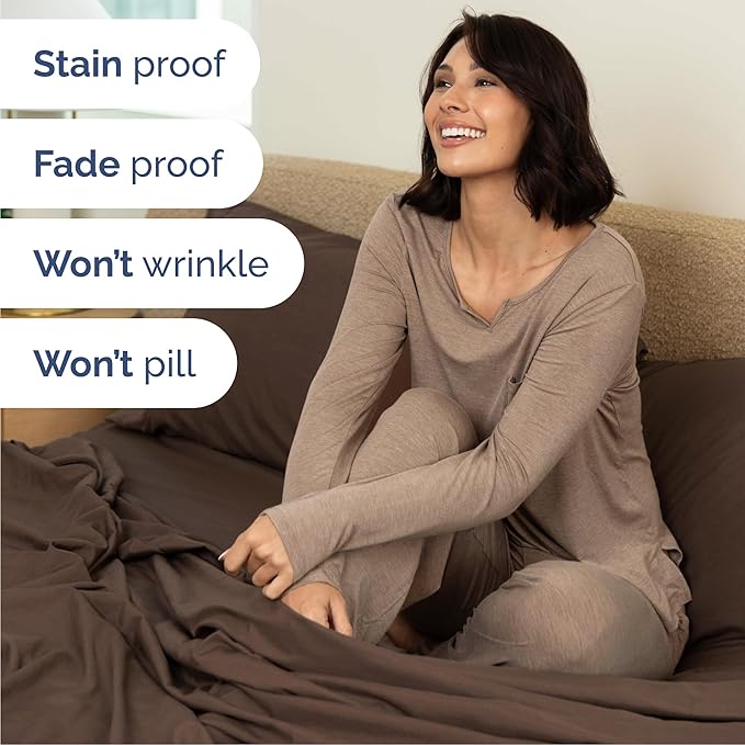 Cal King Sheets Set 6 Piece - Includes 4 Pillowcases - Bed Sheets Cal King Size - Soft Hotel Luxury Bedding - Cooling, Comfy & Breathable - 1 Flat & 1 Fitted & 4 Pillowcases w/ Deep Pockets - Brown