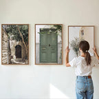 SIGNINART Large Vintage Italy City Landscape Framed Canvas Wall Art Set, Olive Green Tree Country Wall Decor, Modern Minimalist French Farmhouse Art Print for Living Room,Bedroom,Office 16 x24 x3