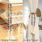 Agate Stone Hand Knotted Garland Modern Farmhouse Rustic Table Home Decor, 30inch Meditation Accessories with Tassel, Prayer Healing Beads Boho Wall Shelf Hanging Decoration (Deep Multicolor)