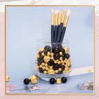 300Pcs Vase Filler Black Brightgold No Hole Faux Pearl Beads for Vase Filling Decorations, Candle Centerpieces, Wedding Centerpieces, Home Party Decor (8/14/20mm)