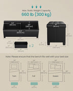 SONGMICS Storage Ottoman, Storage Bench with Legs, 15 x 43 x 15.7 Inches, Ottoman Bench, 30 Gal. (112 L), Synthetic Leather, for Living Room, Entryway, Ink Black ULSF0514B02