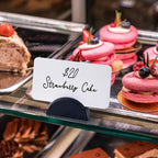 UNIQOOO 10 Set 2" Arch Black Birch Wood Stand with Cards |1.2mm Slot, for Name Cards, Place Card Holder, Photo Display Stand | for Event Decor, Retail Shop, Cafe Restaurant Menu, Business Card, Name Tag