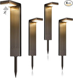 Solar Pathway Lights Outdoor 4Pack, 400LM Motion Sensor Walkway Lights with Warm/Cool White, 12H Lasting, IP65 Waterproof Solar Powered Landscape Lighting for Garden, Yard