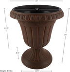 Pure Garden Outdoor Planter 2-Pack - 16x18-Inch Urn Planters - Plastic Plant Pots for Indoor, Outdoor, or Front Porch Decor - Flower Pots (Brown)