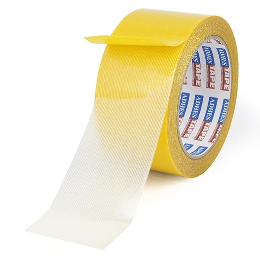 ADHES Double Sided Carpet Tape Heavy Duty, Removable and Residue-Free Rug Gripper Rug Tape for Hardwood Floors, Clear Multipurpose Mounting Tape for Area Rugs and Anti-Slip Grips, 2 Inch x 10 Yards