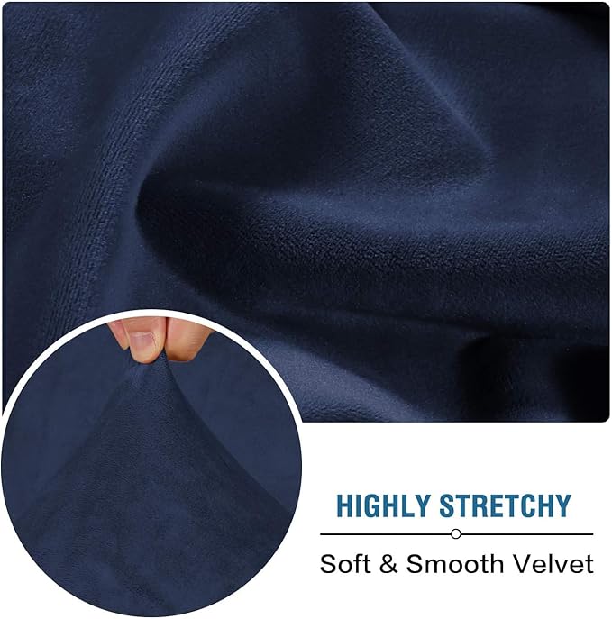 H.VERSAILTEX Velvet Stretch Individual Couch Cushion Cover Plush Slipcover for Loveseat Sofa Furniture Protector Seat Cover (1 Piece Loveseat Cushion Cover, Navy)