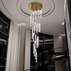 25-Light High Ceiling Chandelier Modern Crystal Lights for Living Room Foyer Flush Mount Sloping Ceiling Pendant Light Fixture Crystal Drop Light for Hallway Staircase