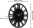 SHYFOY Large Wall Clock - 31.5" Modern Black Wall Clock with Roman Numerals, Decorative Wall Clocks for Living Room, Bedroom, Office - Easy to Hang, Silent Non-Ticking