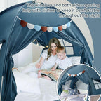 Razee Twin Bed Tent for Kids, Twin Size Bed Canopy Indoor Bed Canopy Privacy Tent on Bed Sleep Inside Drafty Room for Boys, Blue Jean Color