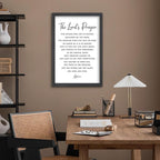 FZMHASLWW The Lords Prayer Wall Decor Art 24"×16" Our Father Prayer Bible Verse Sign Large Wood Framed Wall Hanging (Black)