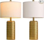 PoKat 23" Brass Gold Ceramic Table Lamps for Living Room, Retro Warm Gold Lamps for Night Stands, Vintage Bronze Decorative Lamps for Bedroom, Antique Gold Brown Nightstand Lamps for Home Decor