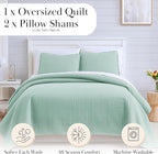 Southshore Fine Living, Inc. Oversized King Quilt Bedding Set, Soft Microfiber, Stain and Pet Hair Resistant Bedding, California/King Size Quilt Coverlet Bedspread Set with 2 Shams, Sky Blue