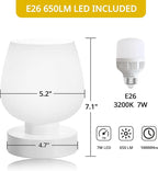 Touch Bedside Lamp, Mini Stepless Dimmable Table Lamps for Bedroom for Night Stands, Small Desk Lamp with Brightness Memory, USB Charging Ports, Warm LED Bulb, White, Round Shape, 2 Set