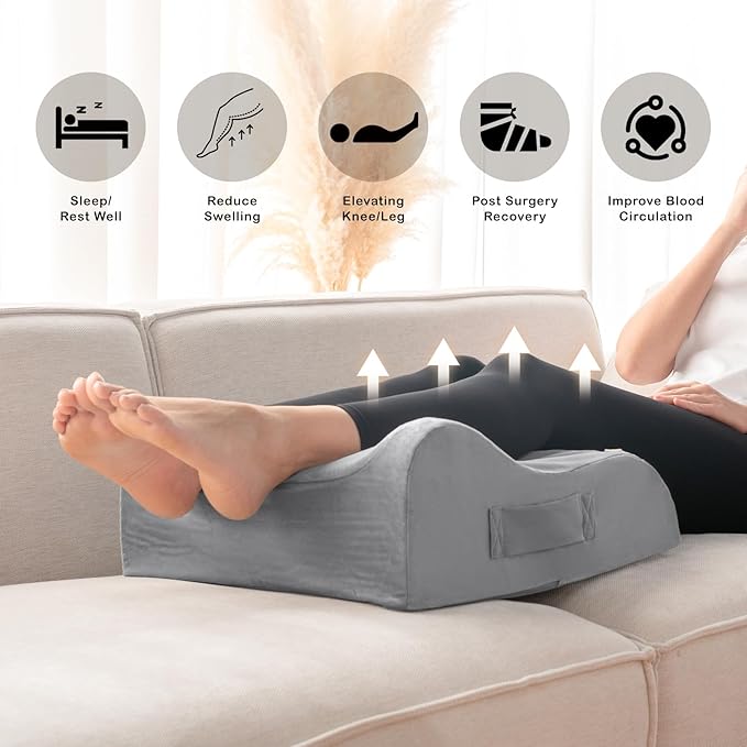 LightEase Memory Foam Leg, Knee, Ankle Foot Support and Elevation Pillow for Surgery Recovery
