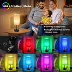 Unicozin Small Table Lamp, 3 CCT 3000K/4500K/6500K & RGB Color Changing, Stepless Dimmable Bedside Lamp for Reading, Touch Control Ambience Nightstand Light for Home Decor Party, Cream Shade