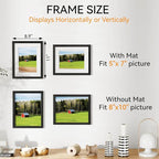 IBUYKE 8x10 Picture Frame,Set of 3,Solid Oak Wood 8x10 Photo Frame with Mat to 5x7,10x8 Picture Frames With Tempered Glass,Tabletop or Wall Mount Display,Home Decor,Black Oak 8 x 10 Frame,UWPF0810B-3