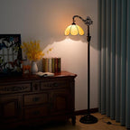 Tiffany Floor Lamp with Angle Adjustable Stained Glass Lampshade Rustic Style Gooseneck Reading Floor Light Tiffany Style Standing Corner Light 63 inches for Home Living Room Bedroom