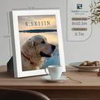 8.5x11 Picture Frame Set of 3 - White Woodgrain, Solid Wood & HD Tempered Glass, Table Display or Wall Hanging