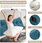 Large Triangular Headboard Pillows Long Backrest Positioning Support Bolster Cushion for Daybed Fluffy Quality Plush Body Wedge Pillow with Removable Cover(Dark blue-24x8x20in)