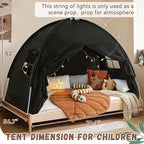 Sherilyn Full Size Bed Canopy Bed Tents Dream Tent on Bed Privacy Space Blackout Sleeping Tents Indoor Breathable Portable Cottage Drafty Room Floor (Large Black)