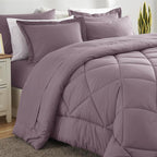 CozyLux Queen Comforter Set Dusty Purple - Bed in a Bag Queen Size 7 Pieces, Soft Bed Set for All Seasons, Bedding Set with Down Alternative Comforter, Sheets, Pillowcases & Shams, Grayish Purple