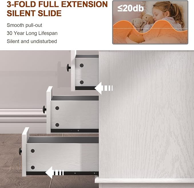 HIFYOBRO Narrow End Table Set of 2, 3 Drawers and Charging Station, Type-C & USB Port & Power outlets, Wooden End Table, Side Table with Storage for Living Room, Bedroom Nightstands