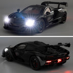 1:24 Scale Car Model Compatible for Collectible McLaren Senna Super Sports Car Toys, Zinc Alloy Pull Back Toy Vehicle with Sound and Light for Adult Boys Girls 3 4 5 6 7 8 (Black)