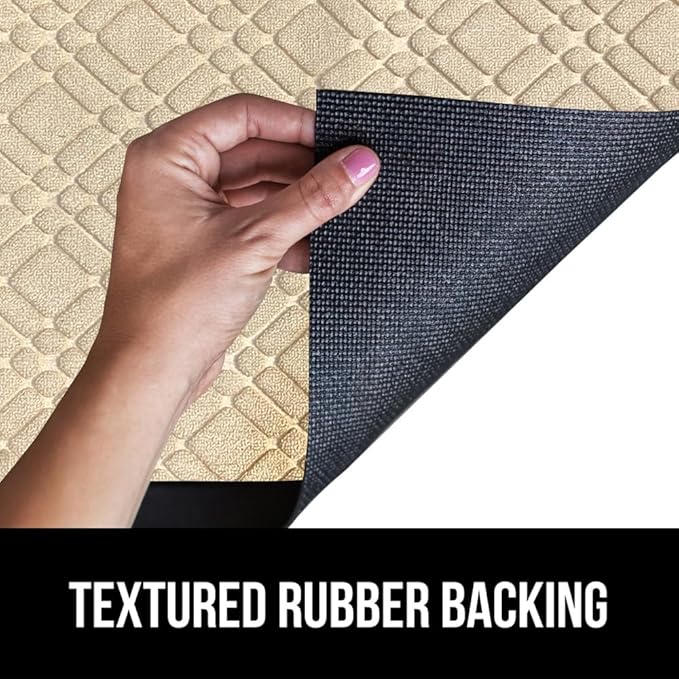 GORILLA GRIP 100% Waterproof All-Season WeatherMax Doormat US Designed Natural Rubber, Stain and Fade Resistant, Low Profile Indoor Outdoor Door Mats, Easy Clean Patio Mat, 17x29, Modern Latte