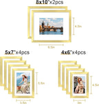 decorUhome Picture Frames Collage Wall Decor for Photo Gallery Display, Assorted Picture Frames set of 10 Including Two 8x10 / Four 5x7 / Four 4x6 for Family Wall Decor, Gold, 10 Pack