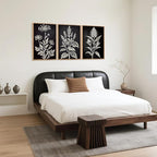 HPNIUB Vintage Floral Framed Canvas Wall Art Set, Minimalist Botanical Wall Decor, Nature Inspired Wildflower Leaf Wall Painting, Farmhouse Neutral Artwork for Living Room, Bedroom, Office-16 x24 x3