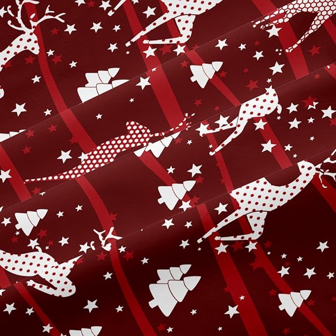 Christmas Comforter Set King Size,Red Christmas Bed Set with Reindeer Stars Bedding for Holiday, 3 Pieces 1 Reversible Comforter and 2 Pillowcases