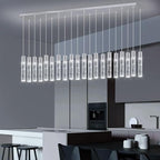 20-Lights Modern Crystal Chandeliers LED Pendant Light for Kitchen Island Dining Room Entrance Foyer Living Room Silver