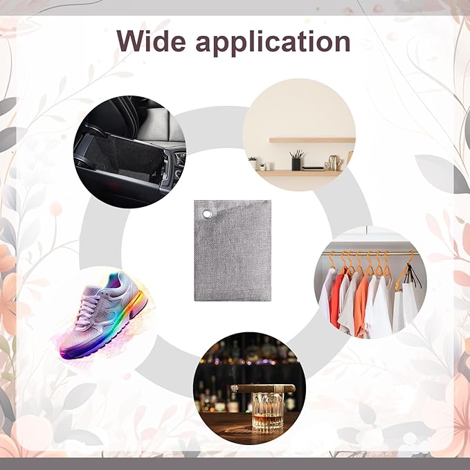 Nuanchu 24 Pcs Activated Charcoal Odor Absorber 50g/100g/200g, Air Purifying Bamboo Charcoal Bags, Natural Shoe Odor Absorber, Deodorizer Absorbers for Fresh Car Home Closet Pet Basement Smell(Grey)