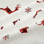Christmas Comforter Set Full Size, Christmas Bed Set with Reindeer, Bows and Santa Claus Snowflakes Bells Bedding for Holiday, 3 Pieces 1 Reversible Comforter and 2 Pillowcases