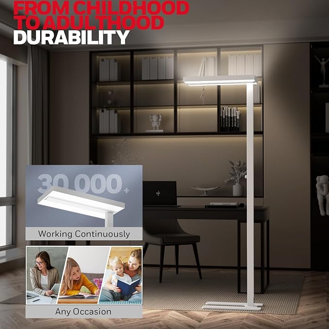 Honeywell LED Floor Lamp Modern - 02E Pro Sunturalux™ Eye Caring Standing Light, 10040LM Dimmable Reading Tall Lampara for Home Office Living Room Bedroom,100W,4000K Natural Daylight