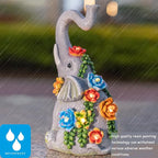 Elephant Garden Statue Solar Lamp with 8 Led Lights Decor Outdoor Resin Waterproof Sculpture Patio Lawn Yard Porch Decorations Housewarming Gifts for Women Mom Grandma