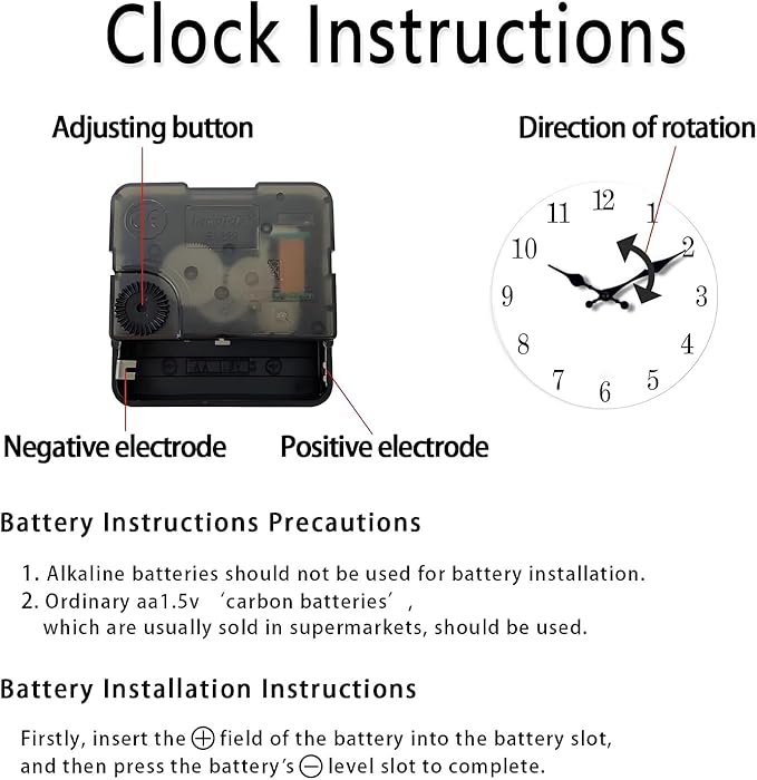 White Small Wall Clocks Battery Operated Marble Analog Clock for Bedroom 12 Inch Round Silent Wall Clock Modern