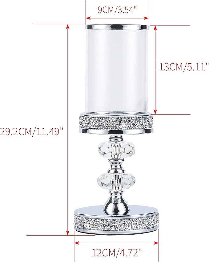 Pillar Candle Holders, Candle Holders for Pillar Candle, Crystal Candlesticks Holder for Home Decor, Wedding, Events, Coffee Dining Table CH048MD
