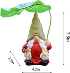 Garden Female Gnome Statue Decoration with Leaf Umbrella, 7.5” Figurine Ornament for Indoor Outdoor Home Patio Yard Lawn, for Gnome Lovers & Garden Enthusiasts，Mom，Women