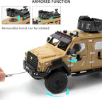 Compatible for 1:24 Alloy Armored Car Model, Collectible Diecast Saber-Toothed Tiger Explosive Protected Vehicle Toy, Pull Back Toy Car with Sound and Light for Adult Kids (Yellow)