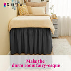 RIMELA Dark Grey Bed Skirt Twin 32 Inch Drop Silky Luxurious Fabric, Wrinkle and Fade Resistant with Adjustable Elastic Belt Easy to Install Machine Washable Dust Ruffles Bedskirt