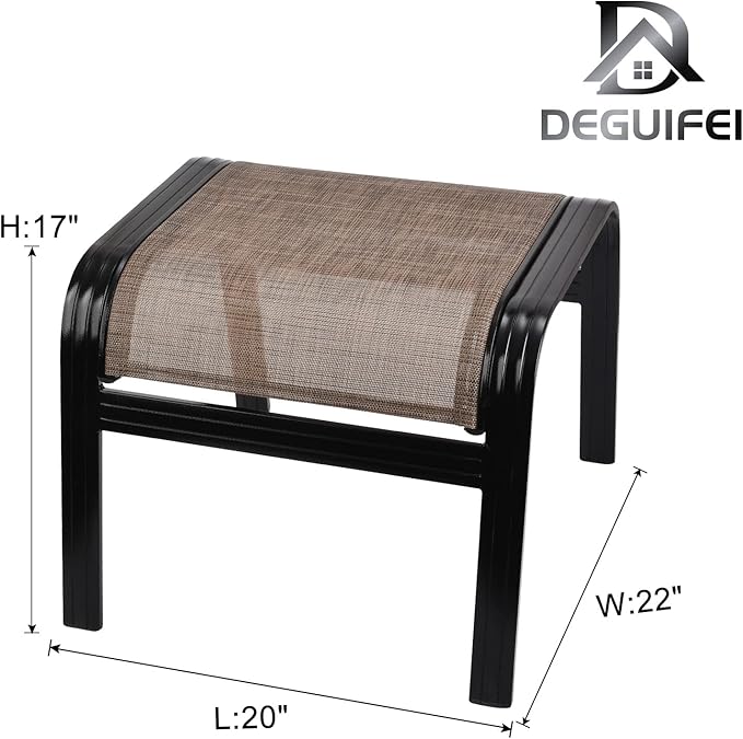 Patio Ottoman Outdoor Footstools Assembled Aluminum Footrest Small Seat for Balcony,Backyard 2 Pack Brown