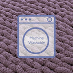 Bigacogo Chunky Knit Throw Blanket for Couch, 40x40 inches, 100% Hand Knitted with Thick Jumbo Chenille Yarn, Cozy Soft Large Rope Knot Cable Crochet Blankets for Sofa Bed Living Room, Winter Grape