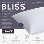 Lincove Euro Throw Pillow Insert Square 18"x18" Pillow – Made in Canada, 100% Cotton Shell, Down Alternative Filling, Vegan-Friendly, Hypoallergenic - Decorative Couch Pillows, 1 Pack