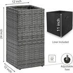 SUNNYPARK 2 Pack Tall Planters for Outdoor Plants Rattan Modern Tall Square Planter Box with Removable Liners Indoor Outdoor Porch Patio Flower Pot (12’’ x 12’’ x 24’’)