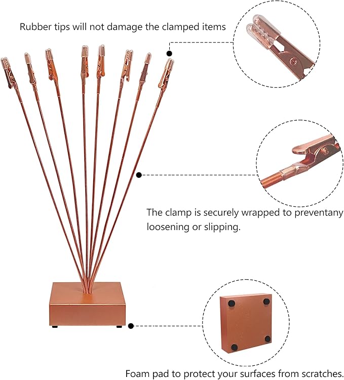 Photo Tree Holder Clip Cube Base,8 - Branch Money Trees Gift Card Holder with Clips,Picture Holder Stand for Christmas Wedding Greeting Birthday Party Gift Rose Gold